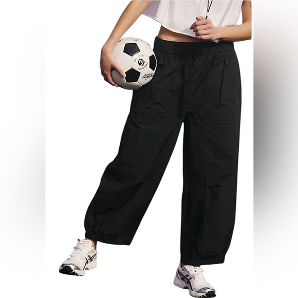 Free People FP Movement Black Pants Womens Offsides Belt Buckle Pockets Size S - Picture 2 of 14